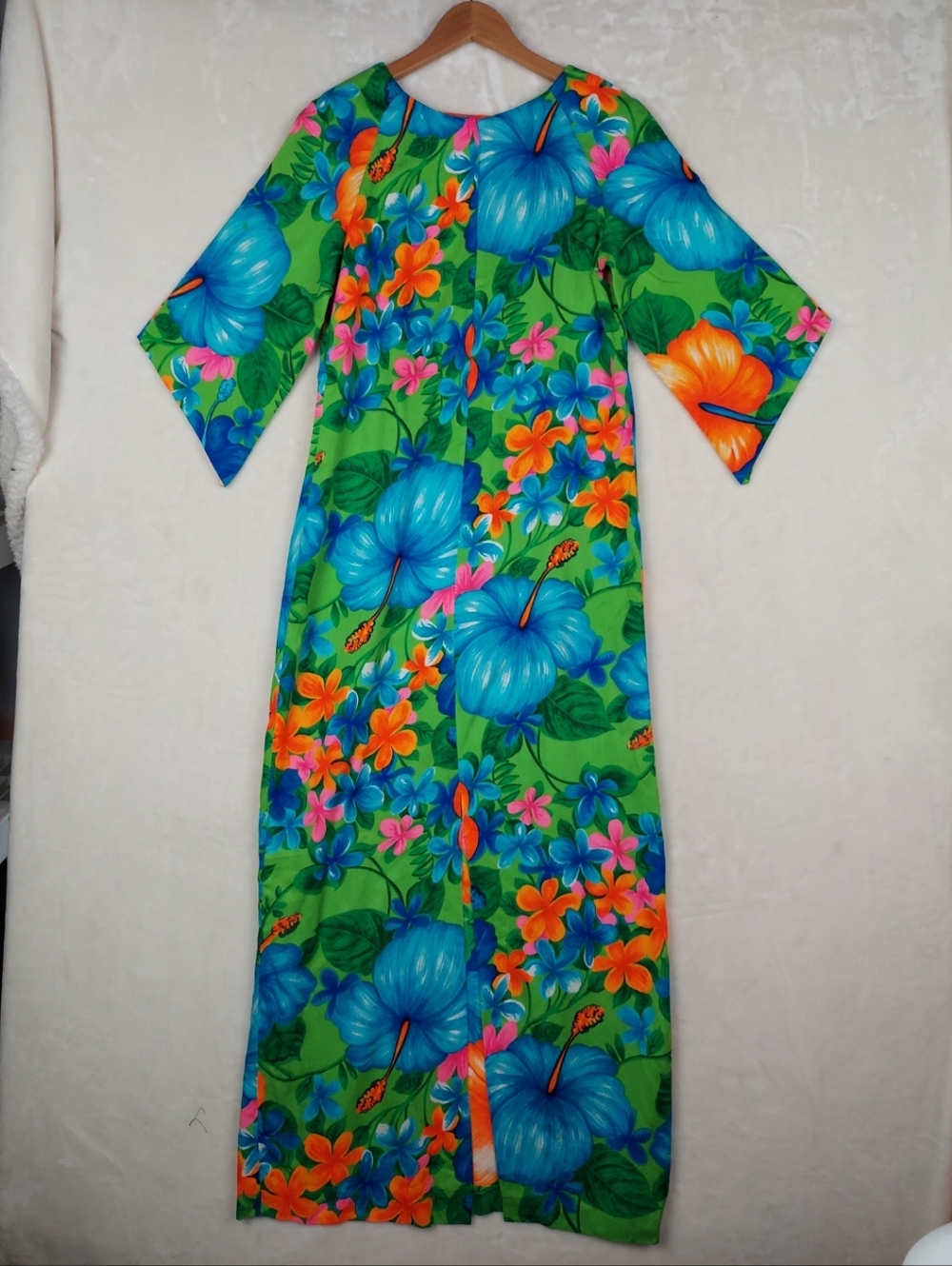 VTG 60/70s Pake Mu'u Maxi Dress POMARE M/L Neon Festival Boho Hippie Psychedelic - Picture 5 of 13
